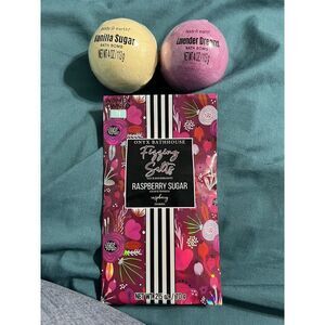 (2) Body & Earth‎ Bath bombs & (1) Onyx Bathhouse Fizzing Salts Raspberry Sugar